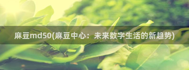 麻豆国色专区：麻豆md50(麻豆中心：未来数字生活的新趋势)